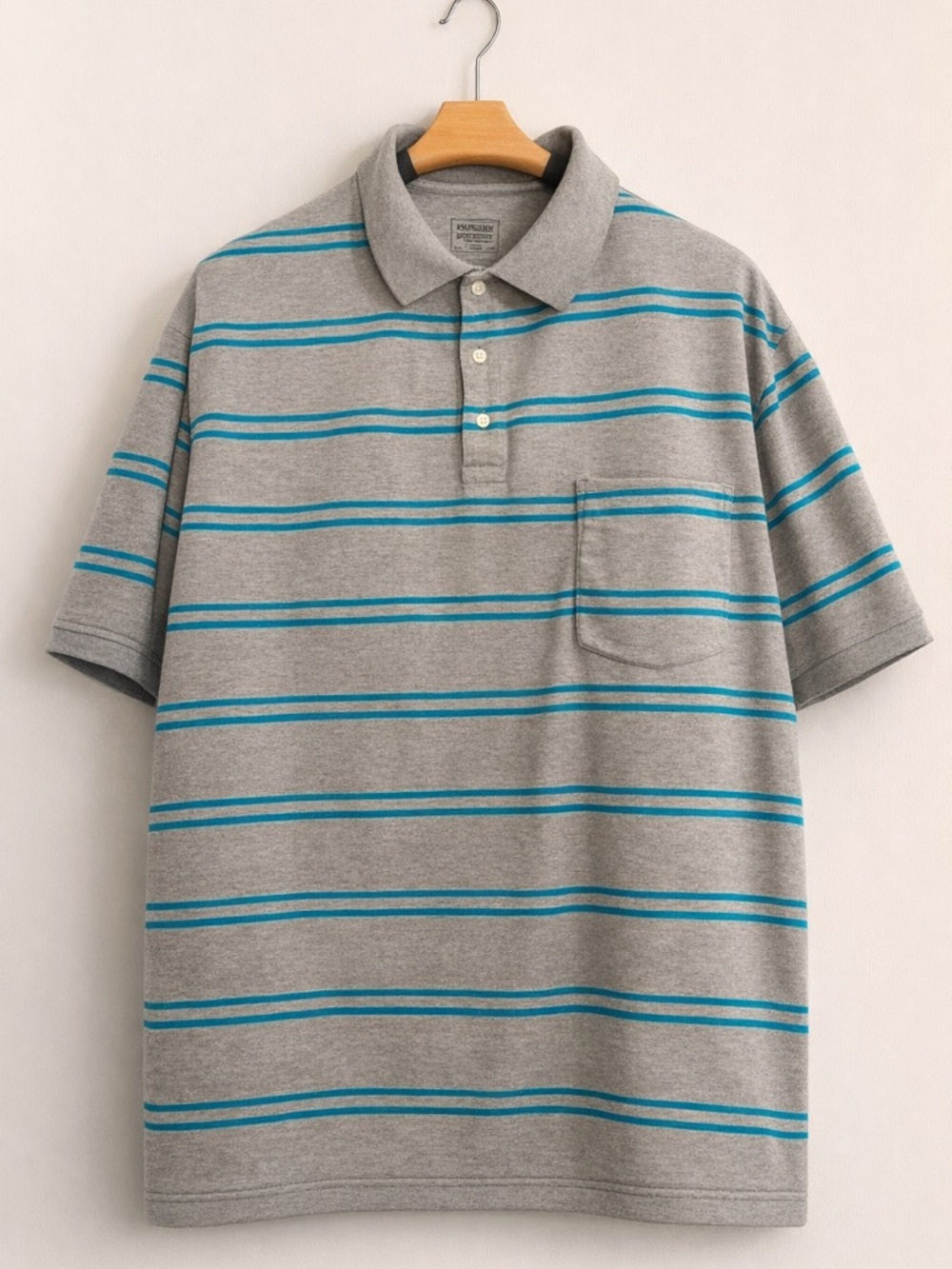 Foundry Grey Polo Shirt with Turquoise Stripes size 2XLT